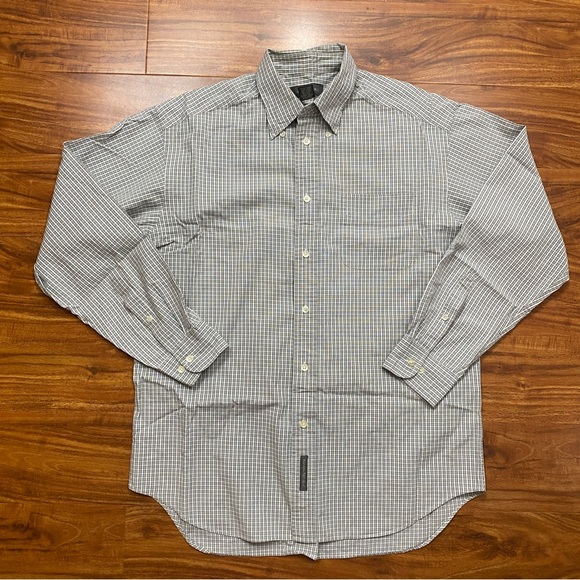 Banana Republic Other - Banana Republic Gray White Windowpane 100% Cotton Button Down Shirt Size Medium